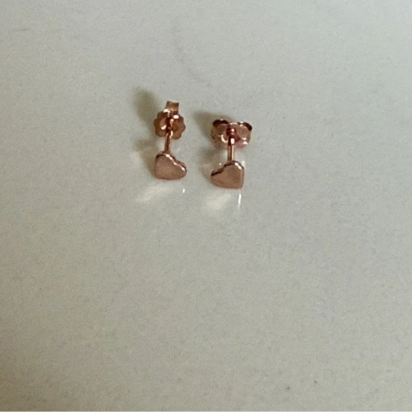 Catbird Classic Heart Studs in 14K Rose Gold - Picture 3 of 5